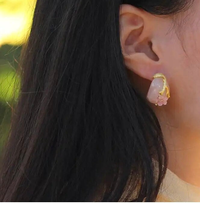 Earrings in 925 Silver and Rose Quartz