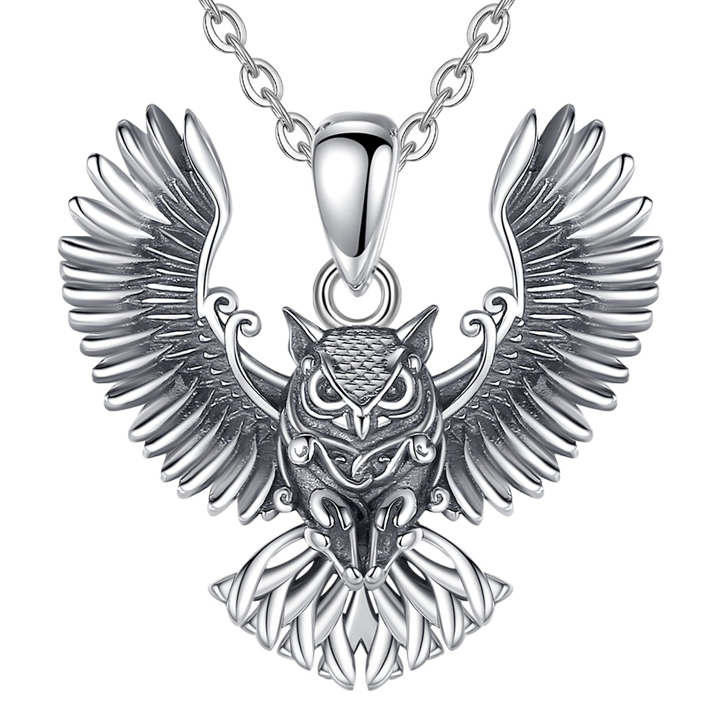 Owl Necklace in 925 Antique Silver