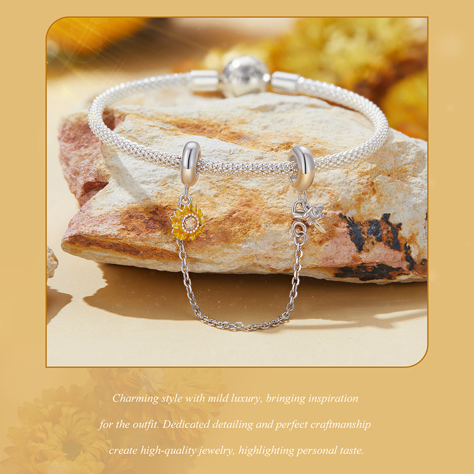 Charm Girasole in Argento 925 e Zirconi