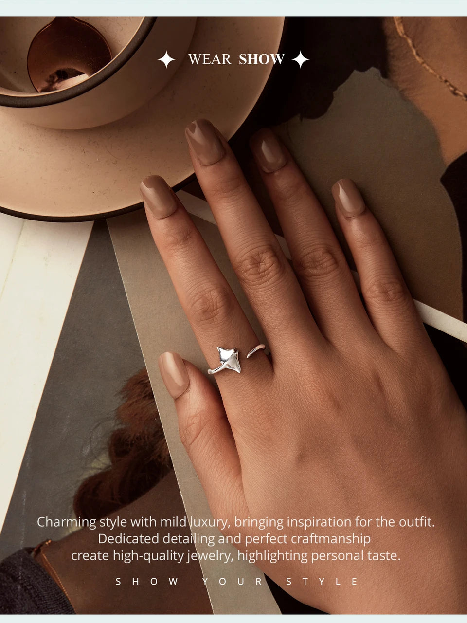 Anel Manta em Prata 925