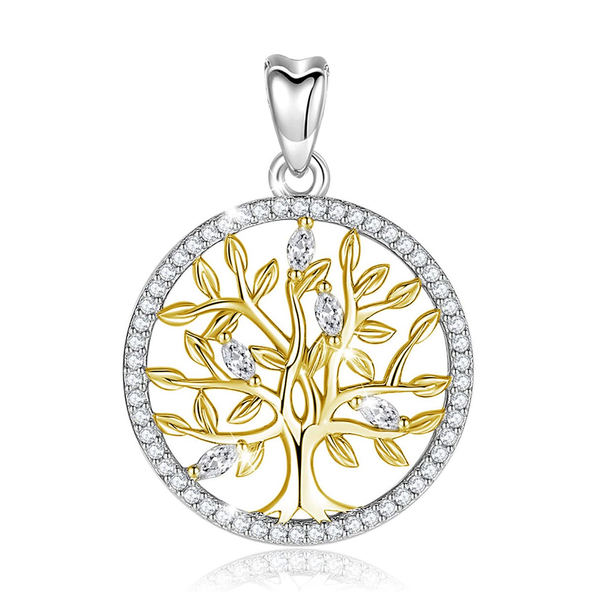 Ciondolo Albero della Vita in Argento 925, Oro e Zirconi – EkoWorld Jewels
