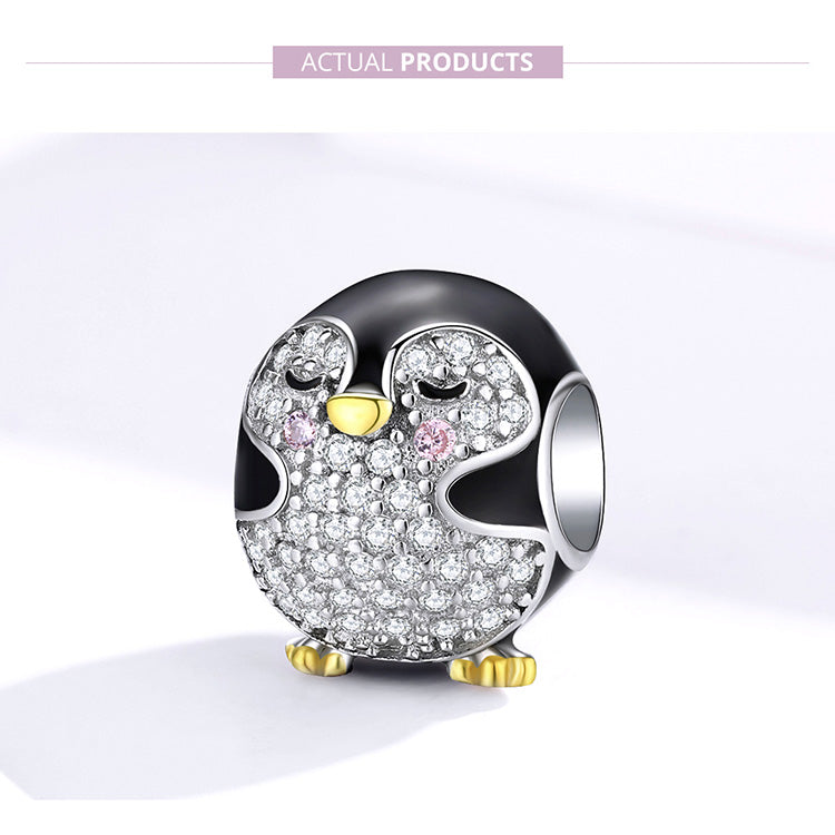 Charm Pinguino in Argento 925e Zirconi - EkoWorld Jewels Charm