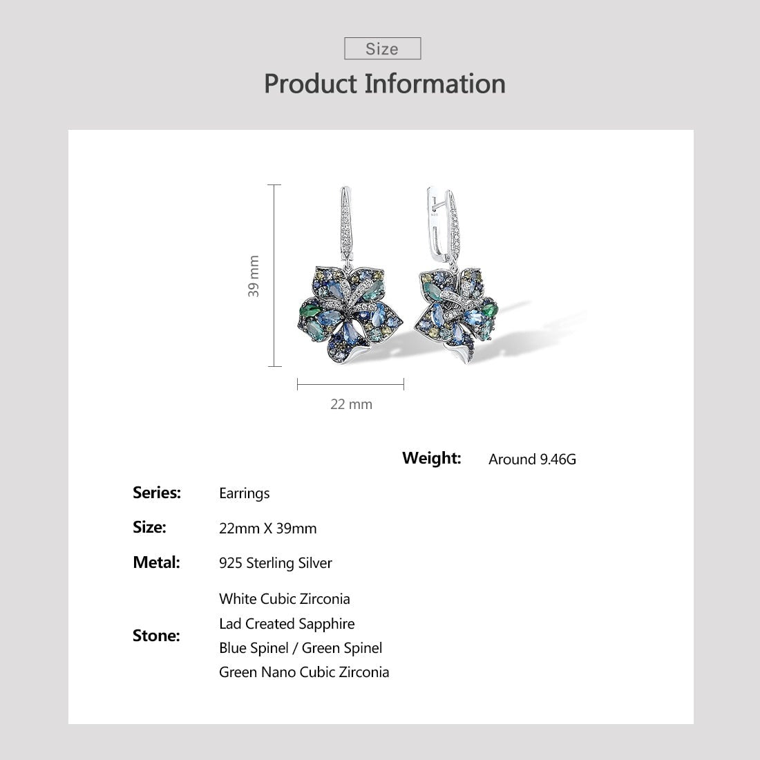 Orecchini Giglio Blu in Argento 925 e Pietre Naturali - EkoWorld Jewels Orecchini