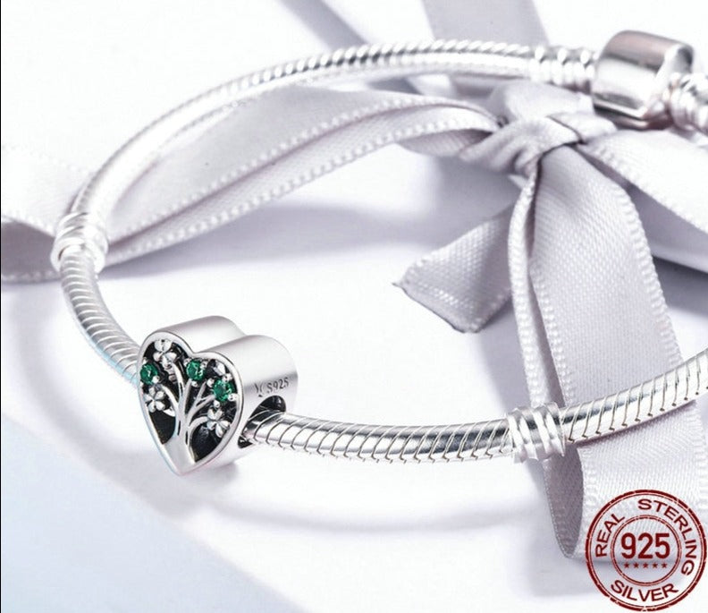 Charm Albero della Vita Cuore in Argento 925 e Zirconi - EkoWorld Jewels Charm