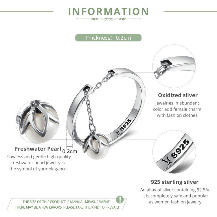 Anello Fiore di Loto in Argento 925 e Perla Naturale - EkoWorld Jewels Anello