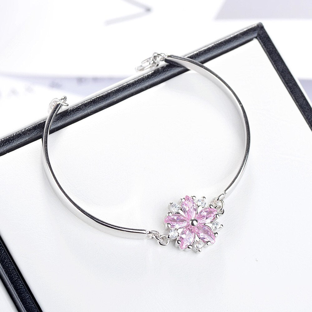 Bracciale fiore di Sakura in Argento 925 e Zirconi - EkoWorld Jewels Bracciale