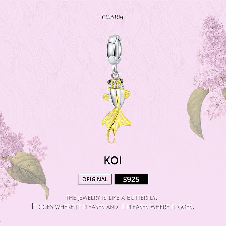 Charm Carpa Koi in Argento 925 e Oro - EkoWorld Jewels Charm