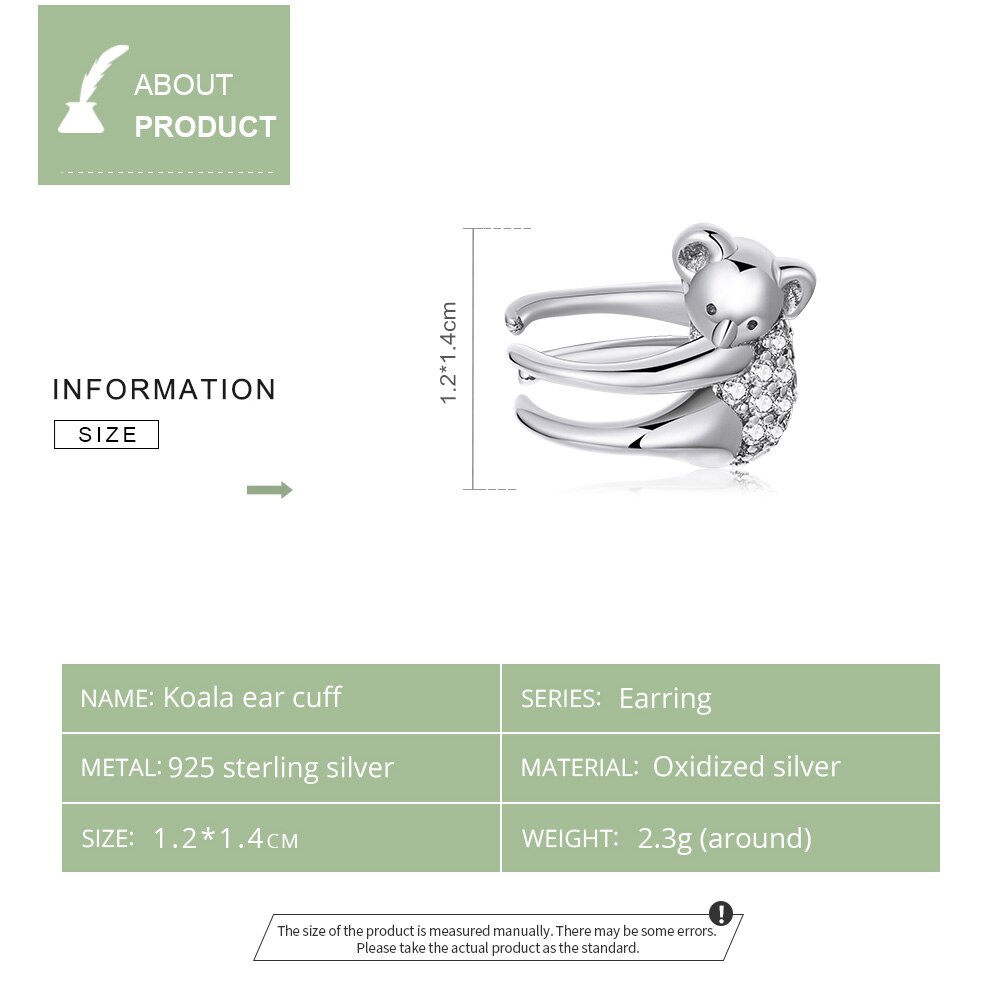 Orecchino Koala in Argento 925 e Zirconi - EkoWorld Jewels Orecchini