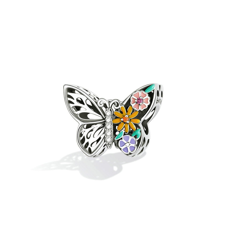 Pandora 100% 925 Sterling Silver Charm Jewelry Butterfly Flower