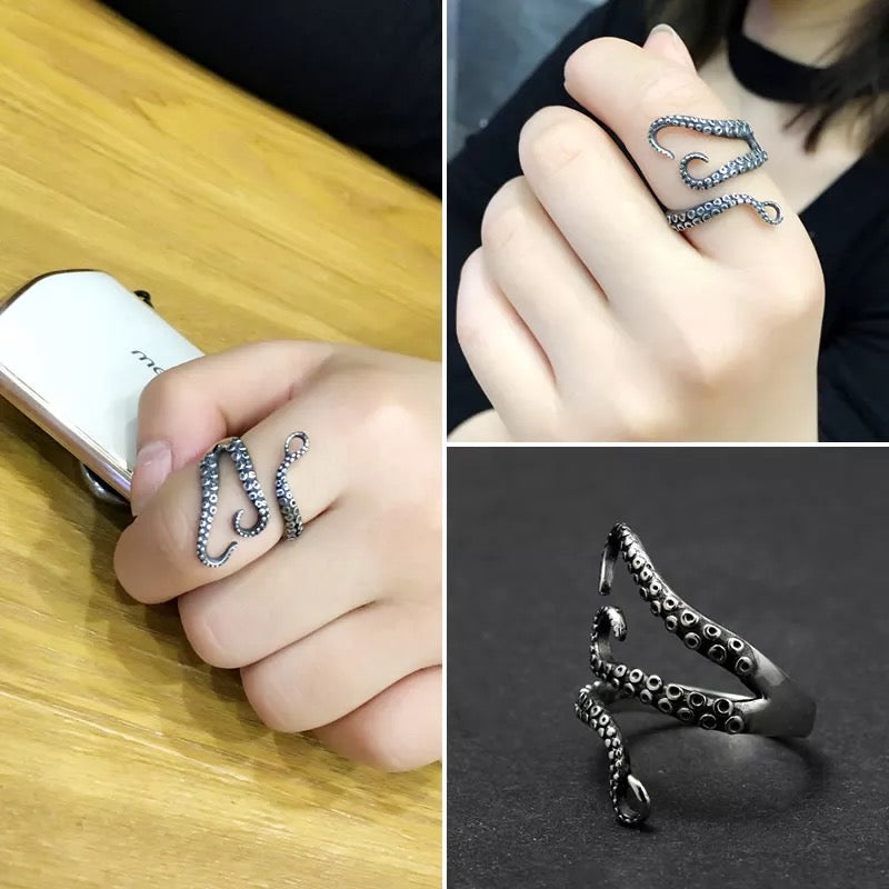 Anello Polpo in Argento Antico 925 - EkoWorld Jewels Anello