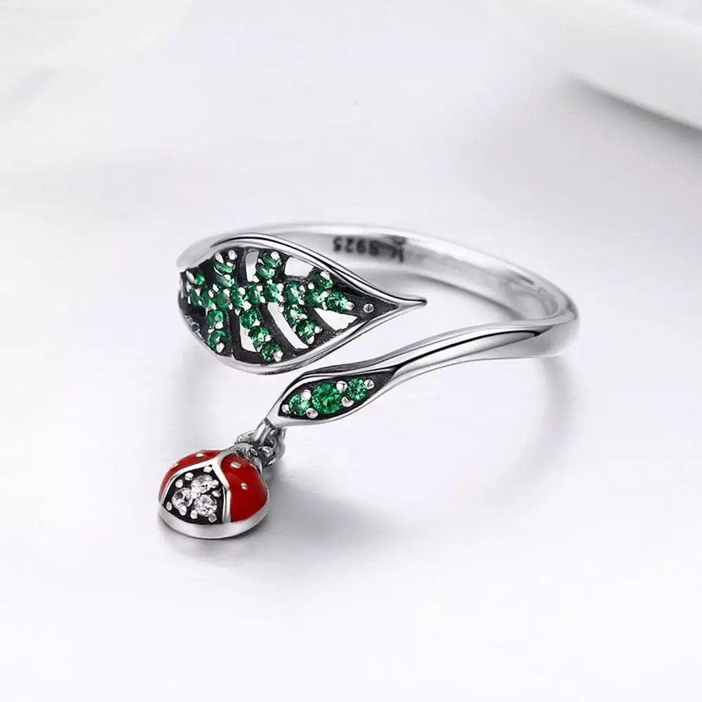 Anello Coccinella in Argento 925 e Zirconi - EkoWorld Jewels Anello