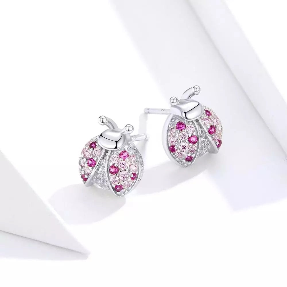 Orecchini Coccinella in Argento 925 e Zirconi - EkoWorld Jewels Orecchini
