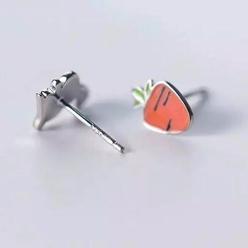 Orecchini Coniglio con Carota in Argento 925