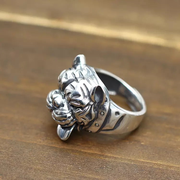 Anello Bulldog in Argento Antico 925 - EkoWorld Jewels Anello