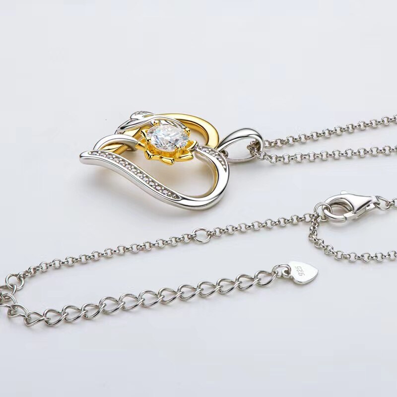 Collana Girasole in Argento 925 e Moissanite - EkoWorld Jewels Collana