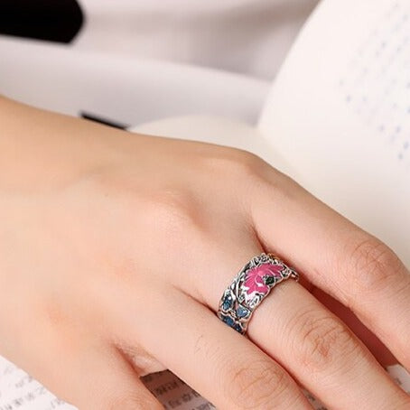 Anello Fiore di Loto con Carpa Koi in Argento 925 - EkoWorld Jewels Anello