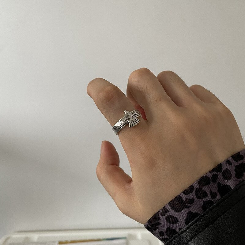 Anello Aquila in Argento 925 e Oro - EkoWorld Jewels Anello