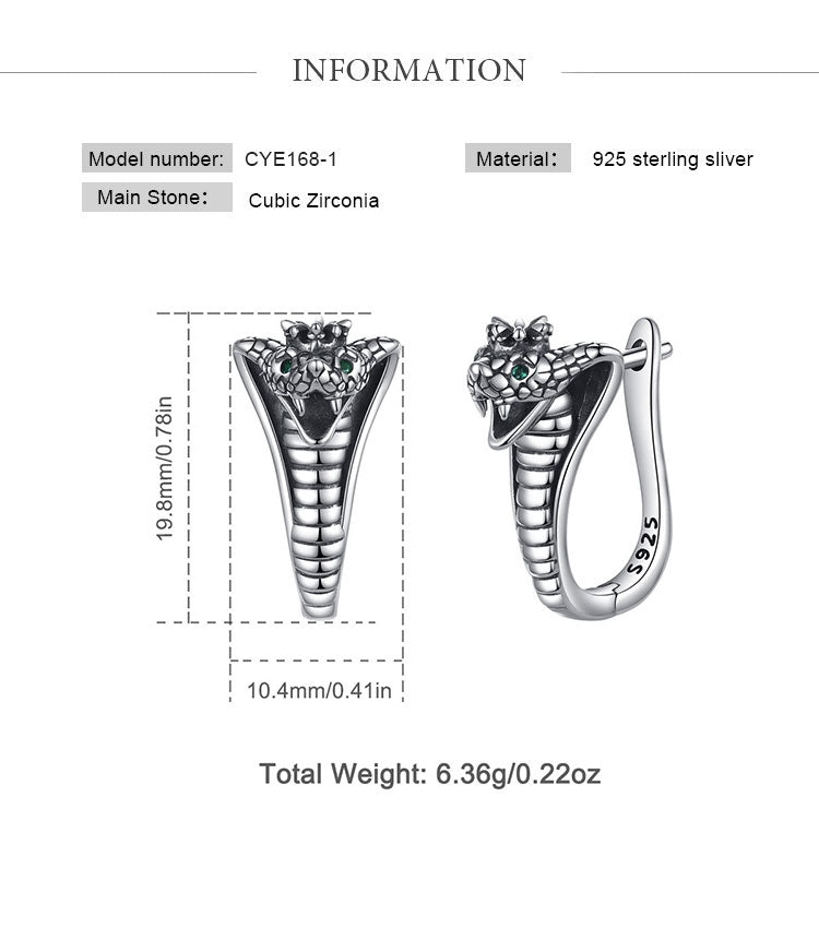 Orecchini Cobra in Argento 925 e Zirconi - EkoWorld Jewels Orecchini