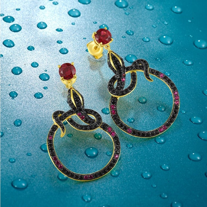 Snake Earrings in 925 Silver and Zircons