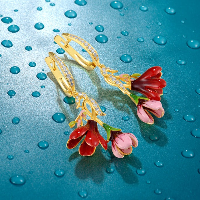 Orecchini Orchidea in Argento 925 e Zirconi - EkoWorld Jewels Orecchini