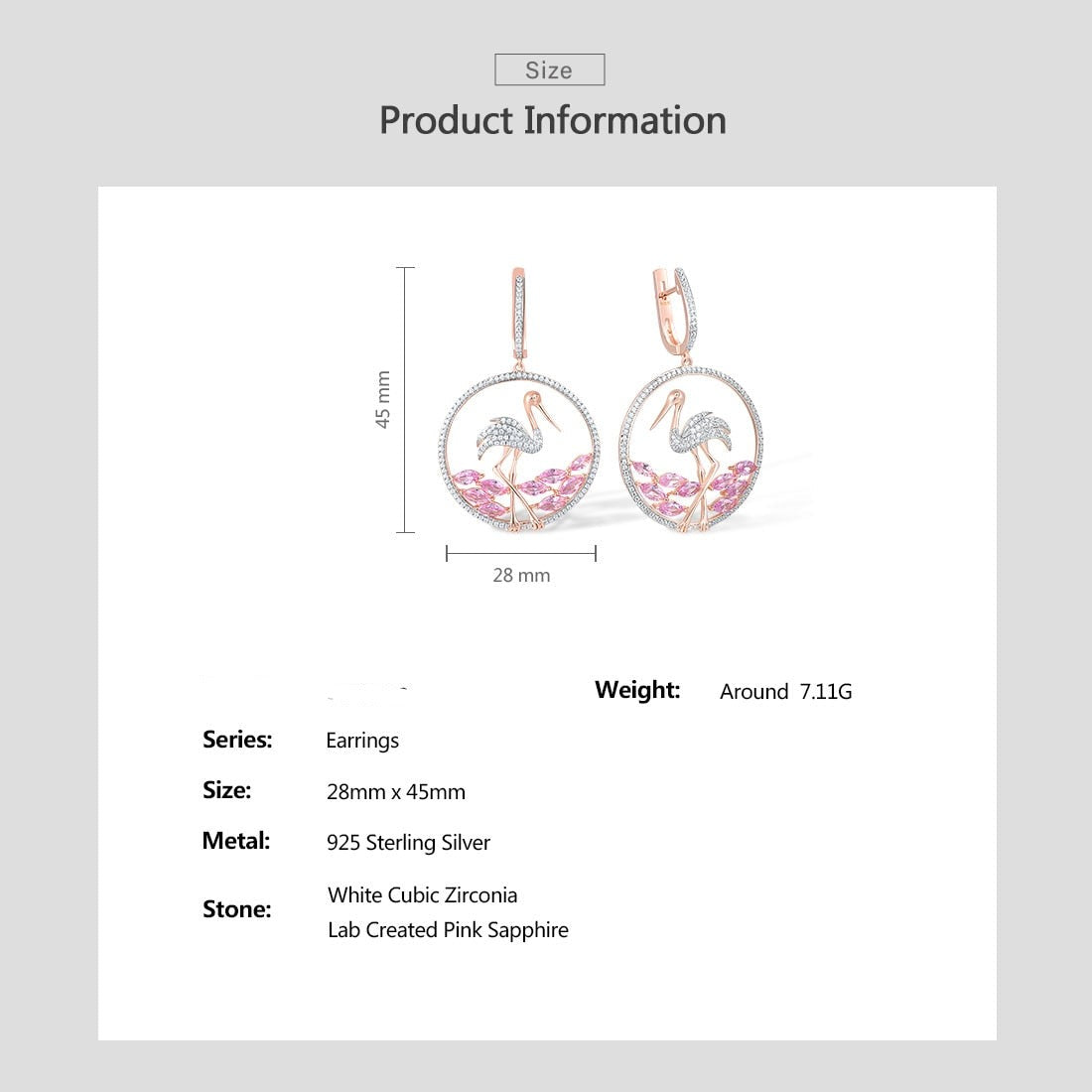 Orecchini Fenicottero in Argento 925 e Zirconi - EkoWorld Jewels Orecchini
