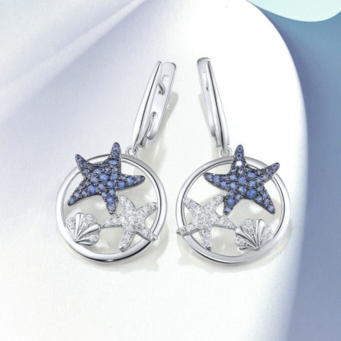 Starfish Earrings in 925 Silver and Zircons