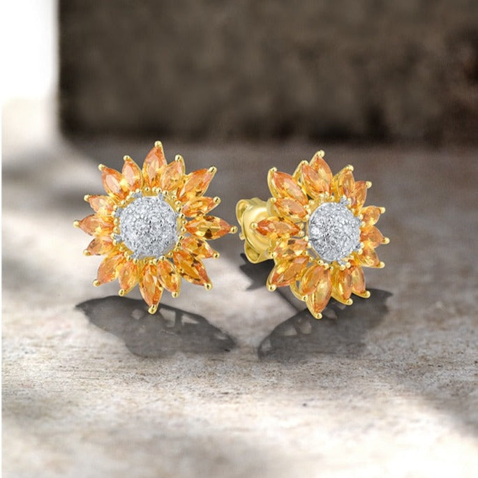 Orecchini Girasole in Argento 925 e Zirconi - EkoWorld Jewels Orecchini