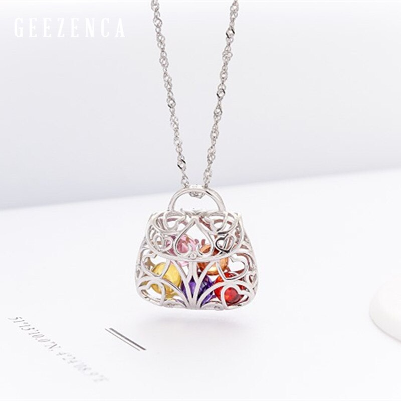 Collana Borsetta in Argento 925 e 5 Sfere di Crisoberillo - EkoWorld Jewels Collana