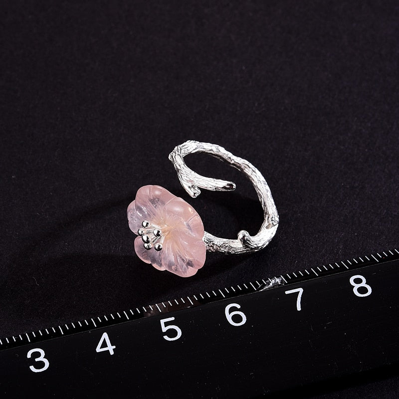 Anello Skeleton Flower in Argento 925 e Cristallo Naturale - EkoWorld Jewels Anello