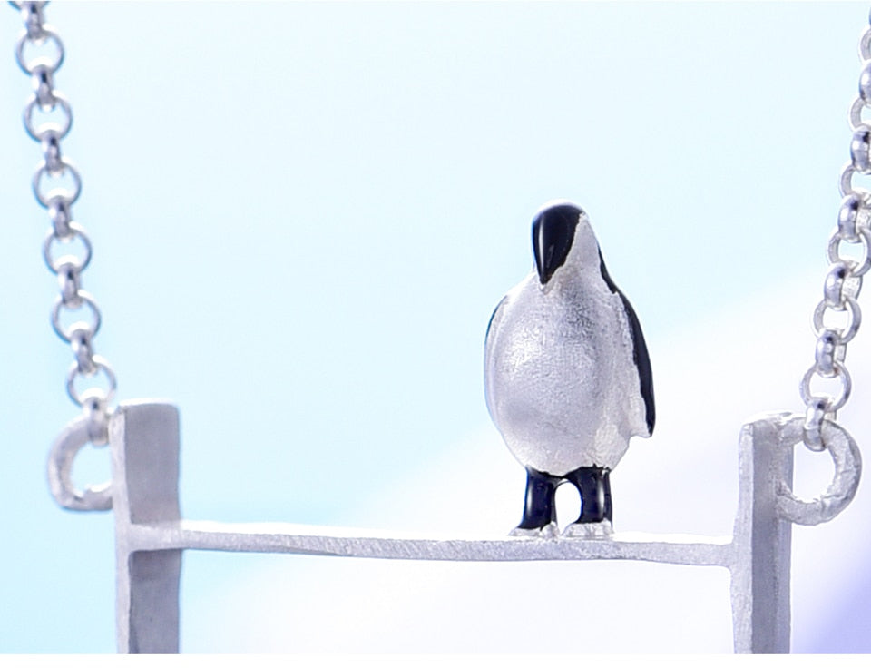 Collana Pinguino in Argento 925 e Agana Naturale - EkoWorld Jewels Collana