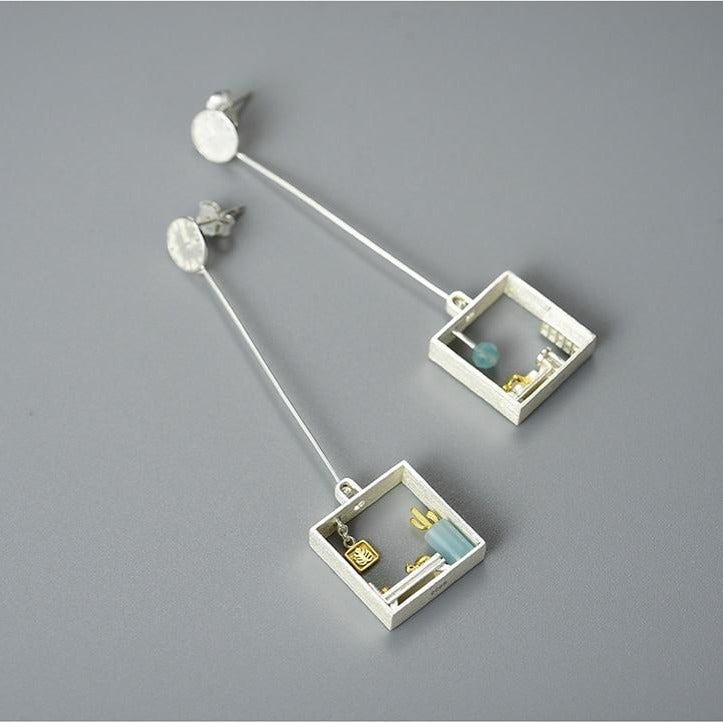 Orecchini Gatto su Letto in Argento 925 ed Oro - EkoWorld Jewels Orecchini