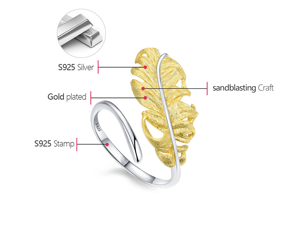 Anello Piuma in Argento 925 - EkoWorld Jewels Anello