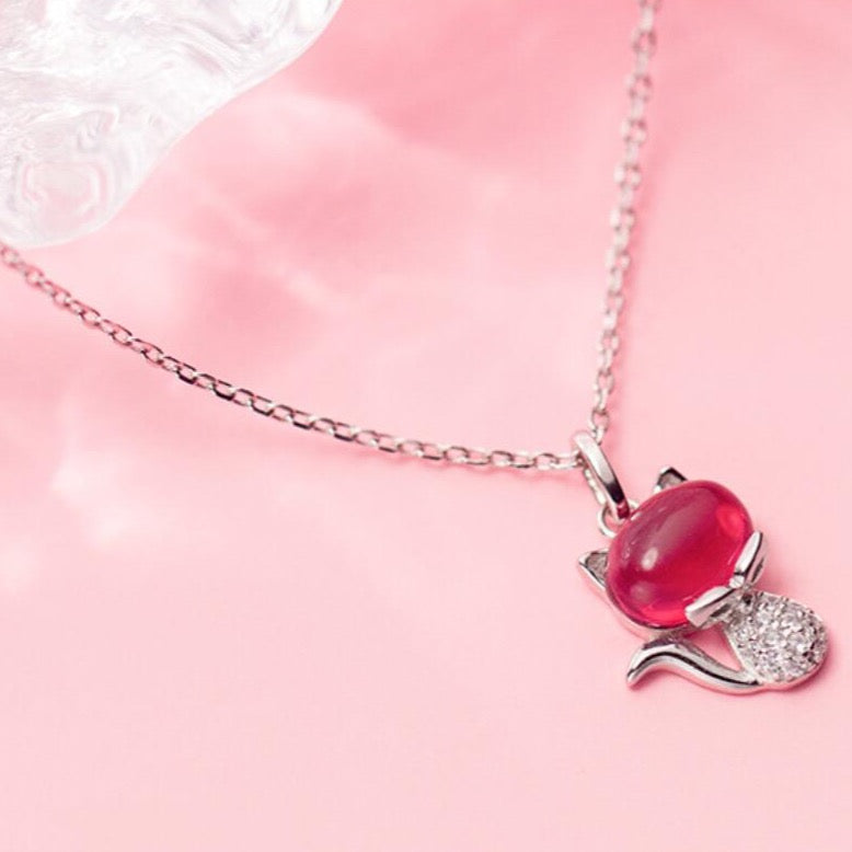 Collana Volpe Rossa in Argento 925 e Cristallo