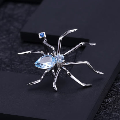 Spider Ring in 925 Silver and Topaz
