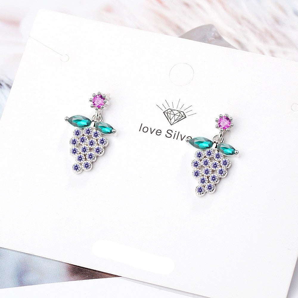 Cluster of Grapes Earrings in 925 Silver