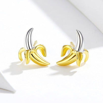 Banana Earrings in 925 Silver and Gold