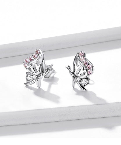 Butterflies Earrings in 925 Silver and Zircons
