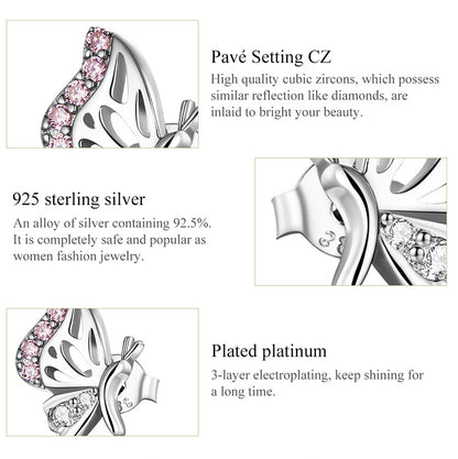 Butterflies Earrings in 925 Silver and Zircons