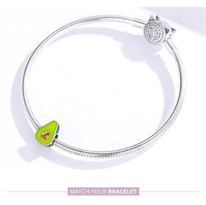 Avocado Charm in 925 Silver and Zircons
