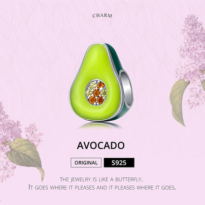 Avocado Charm in 925 Silver and Zircons