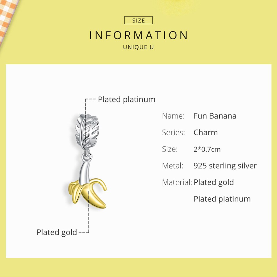 Banana Charm in 925 Silver