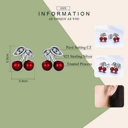 Cherry Earrings in 925 Silver and Zircons
