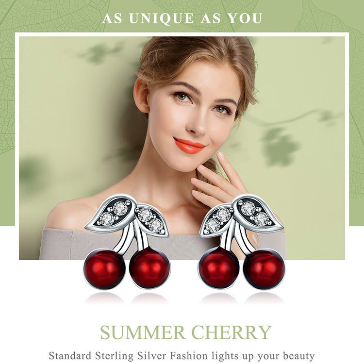 Cherry Earrings in 925 Silver and Zircons