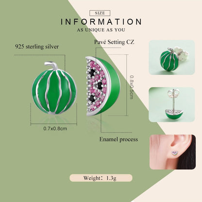 Watermelon Earrings in 925 Silver and Zircons