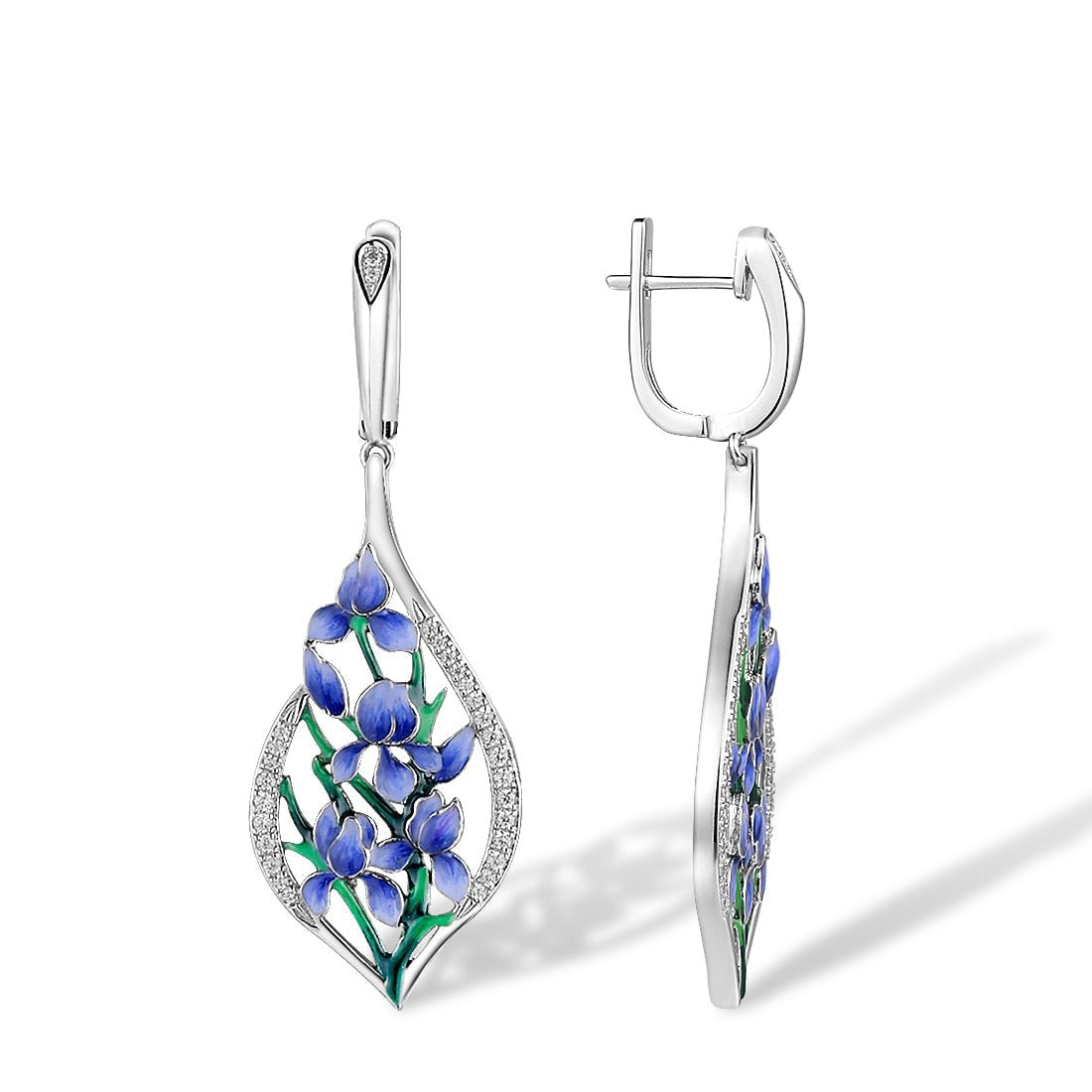 Orchid Earrings in 925 Silver and Zircons