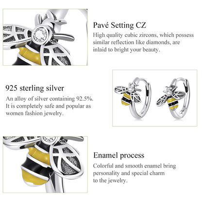 Bee Earrings in 925 Silver and Zircons