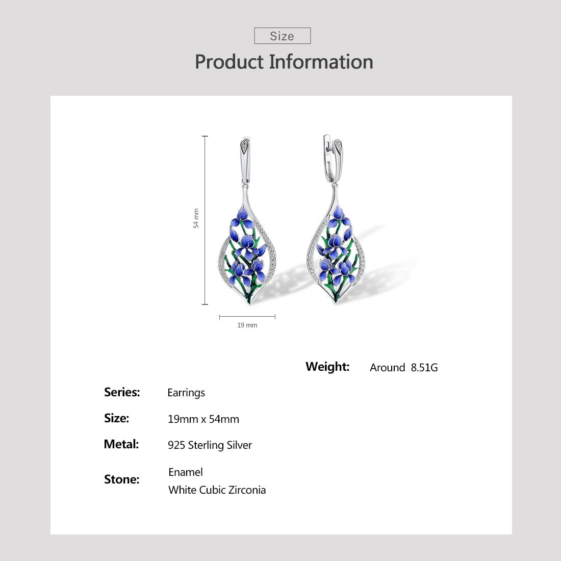 Orchid Earrings in 925 Silver and Zircons