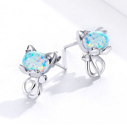 Earrings Made in 925 Silver and Opal Stone
