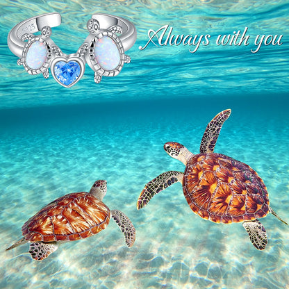 Turtle Ring in 925 Silver and Opal Stone