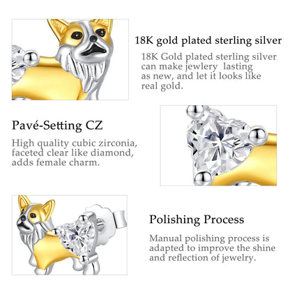 Orecchini Corgi in Argento 925 e Zirconi